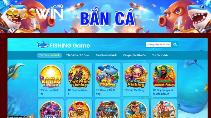 Danh mục bắn cá nhà cái 33WIN chất lượng